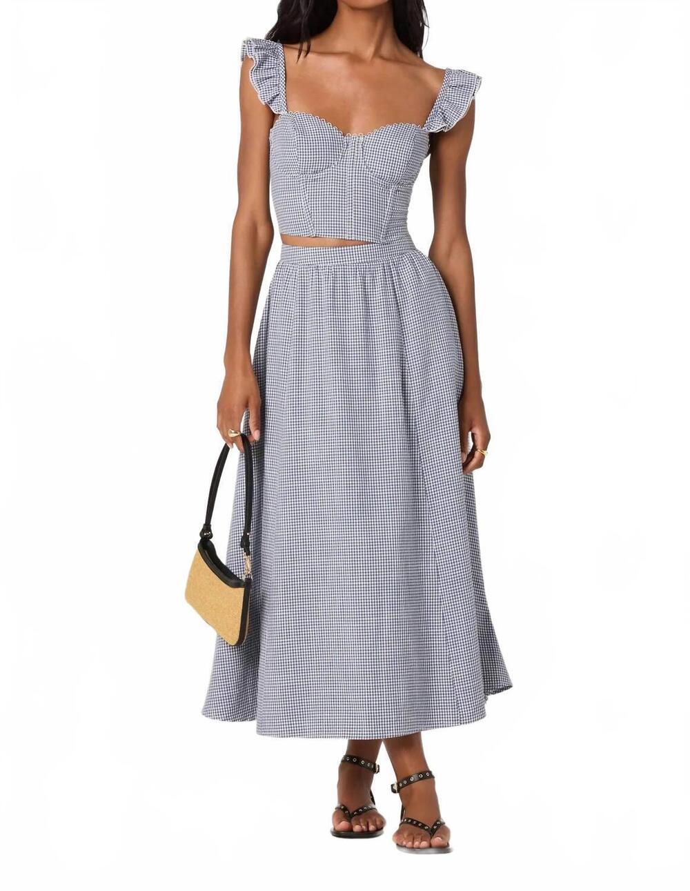 NEW ASTR wylda gingham skirt in blue